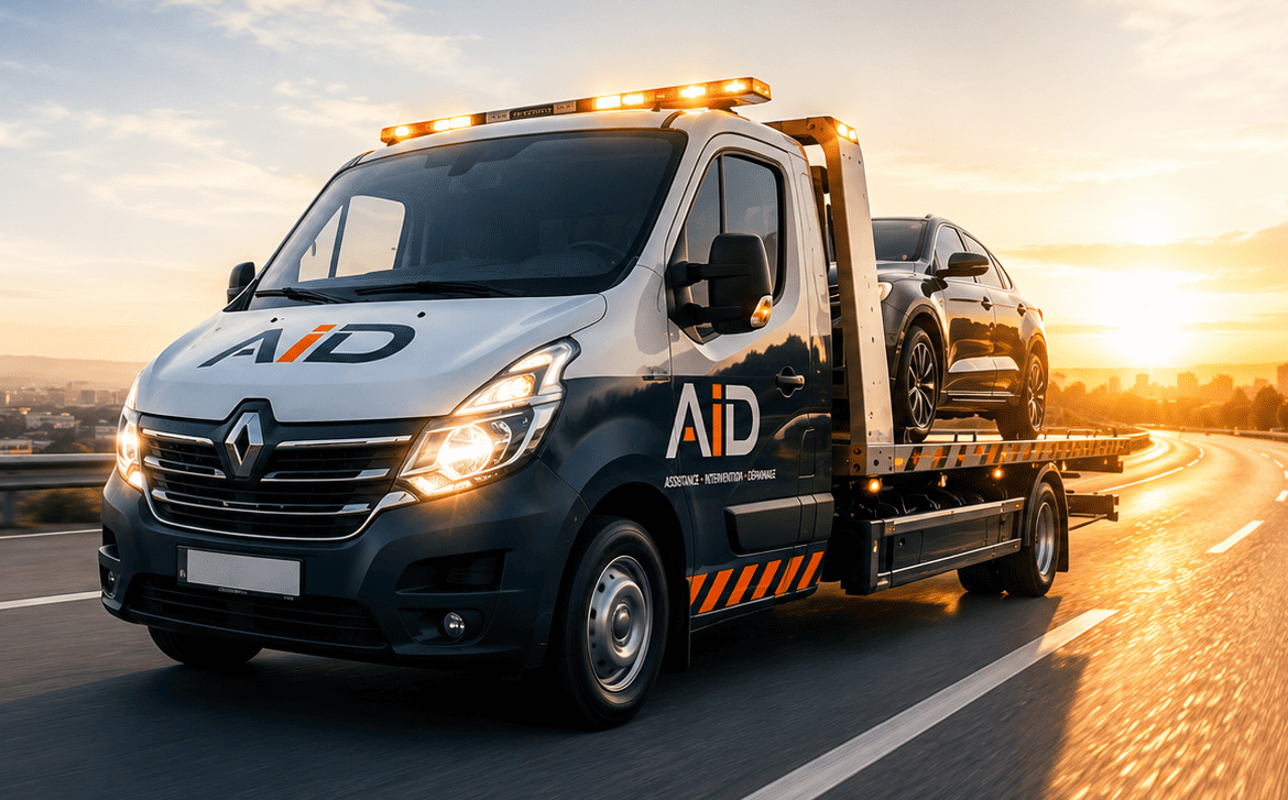 Dépanneuse AID Auto en route vers vous