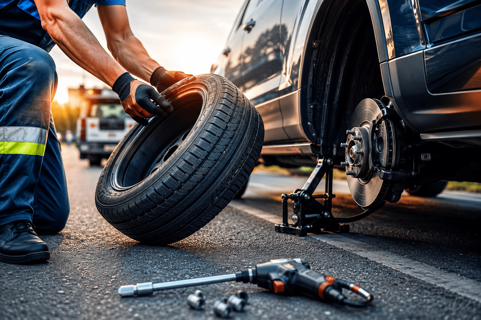 Changement roue de secours AID Auto